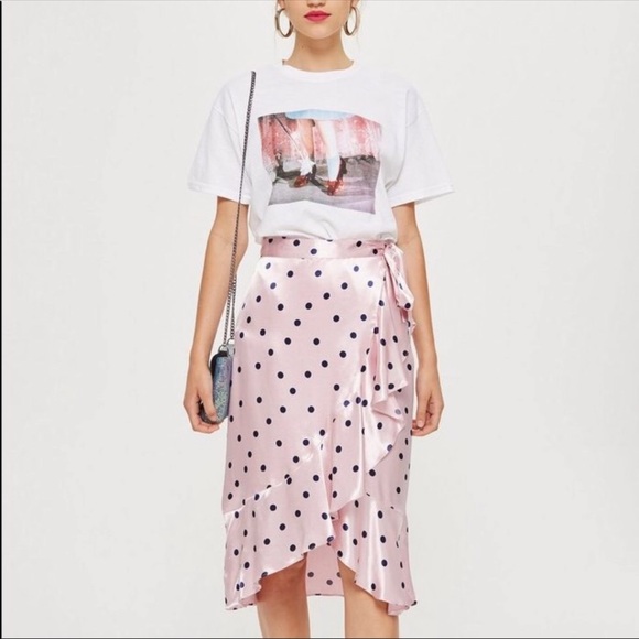 Top shop polka dot wrap skirt sz 8 sz M - Picture 5 of 9